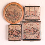 NYWF 1939 RARE TAPESTRY TOPPED COMPACTS.