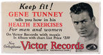 GENE TUNNEY/VICTOR RECORDS CARDBOARD SIGN.