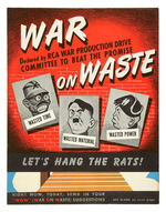 RCA "WAR ON WASTE" LARGE MECHANICAL WORLD WAR II HOMEFRONT PROMOTION.