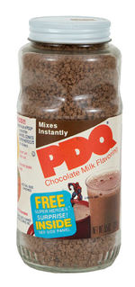 "PDQ CHOCOLATE MILK FLAVORING" MIX WITH MARVEL SUPERHERO STICKERS.