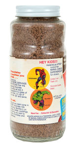 "PDQ CHOCOLATE MILK FLAVORING" MIX WITH MARVEL SUPERHERO STICKERS.