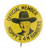 RARE "HOPPY'S 4-M RANGERS" CLUB BUTTON.