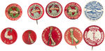 SOCIALIST PARTY NINE LOGO BUTTONS PLUS ONE FOR SOCIALIST LABOR PARTY ALL C. 1900-1930s.