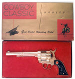 "COWBOY CLASSIC GOLD-PLATED REPEATING PISTOL BY HUBLEY" BOXED.