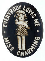 SHIRLEY TEMPLE LOOK-ALIKE DOLL BUTTON.