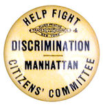 ANTI-DISCRIMINATION NEW YORK CITY 1935 BUTTON.