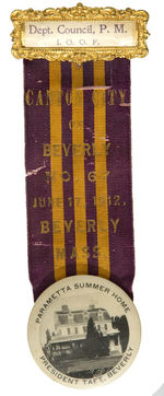 RIBBON BADGE DATED 1912 RELATES TO TAFT AND ORIGIN OF TERM “SUMMER WHITE HOUSE.”