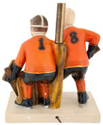 NHL PHILADELPHIA FLYERS BERNIE PARENT/DAVE SCHULTZ LARGE FIGURAL PLASTER LAMP.