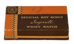 BOY SCOUT ELABORATE WRISTWATCH WITH TAG/BOX.