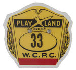 "PLAY LAND RYE, N.Y." PAIR OF SERIAL NUMBERED PLASTIC BADGES.