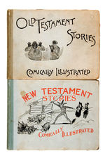 "OLD TESTAMENT STORIES/NEW TESTAMENT STORIES COMICALLY ILLUSTRATED" BOOK PAIR.