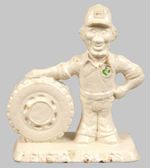 "ENERGY SALES" CAST IRON MAN WITH TIRE FIGURE.