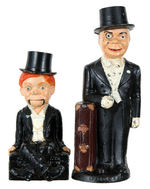 CHARLIE McCARTHY PAINTED METAL BANKS.