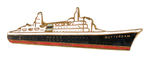 "ROTTERDAM" ENAMEL ON BRASS STEAMSHIP PIN.