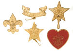 BOY SCOUTS NINE BADGES, TWO WITH ENAMEL.