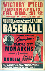 SATCHEL PAIGE/KANSAS CITY MONARCHS VS. HARLEM STARS 1940S POSTER.