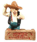 "SCHWARZE MOTORHORNS" PAPER MACHE SHERIFF DISPLAY.