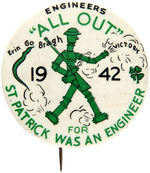 COLLEGE ENGINEERS 1942 "VICTORY" BUTTON WITH ROBOT SOLDIER.