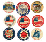 NINE WWI "WAR CHEST" BUTTONS.