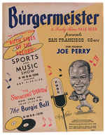 "SAN FRANCISCO 49ERS STAR FULLBACK JOE PERRY" BEER AD PROMO SIGN FROM EARLY 1954