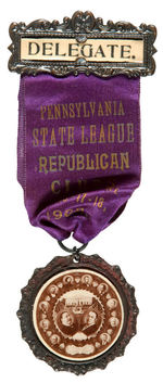 "DELEGATE" RIBBON BADGE WITH 1908 TAFT JUGATE FOR GOP CLUB CONVENTION HAKE #3135.