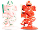 PHILADELPHIA A's INSPIRED PLASTIC FIGURAL ELEPHANT BANKS.