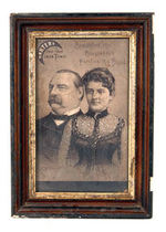 CLEVELAND AND WIFE GIANT CARD FOR DR. HARTER'S IRON TONIC FRAMED.