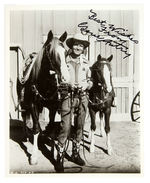 “BEST WISHES FROM GENE AUTRY” AUTOGRAPHED PHOTO WITH CHAMPION AND CHAMPION  JR.