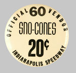 INDIANAPOLIS SPEEDWAY RARE VENDORS BUTTON.