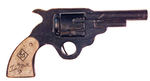 TOM MIX WOOD GUN WITH CARDBOARD HANDLES.