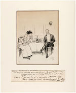 PHIL MAY 1893 COUPLE AT RESTAURANT IN THE STRAND ORIGINAL ART.