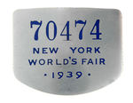 NYWF 1939 SERIALLY NUMBERED BADGE.