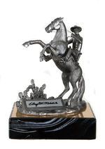 LIMITED EDITION "CLAYTON MOORE" SIGNED LONE RANGER METAL STATUE.