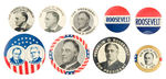 FDR GROUP OF EIGHT BUTTONS FROM 1932 PLUS 1934 "NEW DEAL IN PENNA."