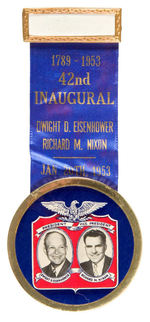 EISENHOWER AND NIXON 1953 INAUGURAL RIBBON BADGE HAKE #1.