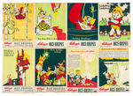 VERNON GRANT GROUP OF EIGHT "KELLOGGS RICE KRISPIES" CEREAL BOX BACKS.