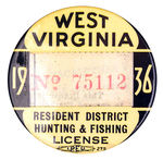 WEST VIRGINIA RESIDENT DISTRICT HUNTING AND FISHING LICENSE.