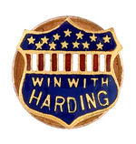 RARE ENAMEL ON BRASS LAPEL STUD "WIN WITH HARDING."