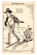 ANTI-LANDON POSTCARD SHOWING WILLIAM RANDOLPH HEARST LEADING HIM AS A PULL TOY.