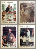 NORMAN ROCKWELL "BUY WAR BONDS" CLASSIC FREEDOM POSTERS SET.