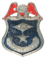 "ACE/ROOSEVELT" UNUSUAL LARGE AND HEAVY PAINTED LEAD BADGE FROM JACOBS FDR COLLECTION.