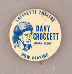 NYC THEATRE BUTTON FOR PRE-DISNEY DAVY CROCKETT.