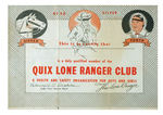 "QUIX LONE RANGER CLUB OFFICIAL HANDBOOK."