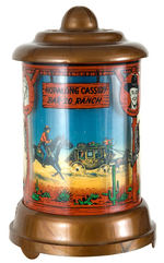 "HOPALONG CASSIDY BAR 20 RANCH" MOTION LIGHT WITH RUNNING HORSES/STAGECOACH.