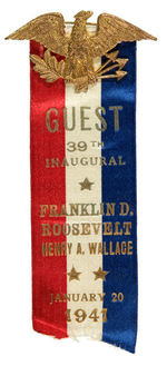 OFFICIAL ISSUE "GUEST 39TH INAUGURAL 1941" EAGLE PIN AND RIBBON.