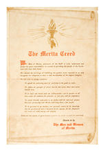 "THE MERITA LONE RANGER SALESMANS CLUB" MEMBERSHIP SCROLL WITH MERITA CREED.