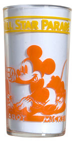 "1939 WALT DISNEY ALL STAR PARADE" GLASS W/MICKEY MOUSE.