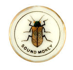 McKINLEY "SOUND MONEY" GOLDBUG PORCELAIN LAPEL STUD BY O'HARA.