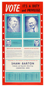 "VOTE" PROMOTION POSTER FOR 1956 WITH JUGATES BUT STEVENSON'S VP NOT DETERMINED.