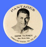 "GENE TUNNEY" POCKET MIRROR FOR 1927 APPEARANCE AT "PANTAGES" LOS ANGELES THEATER.